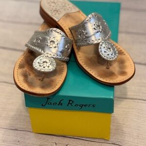 Jack Rogers Metallic Silver Sandals